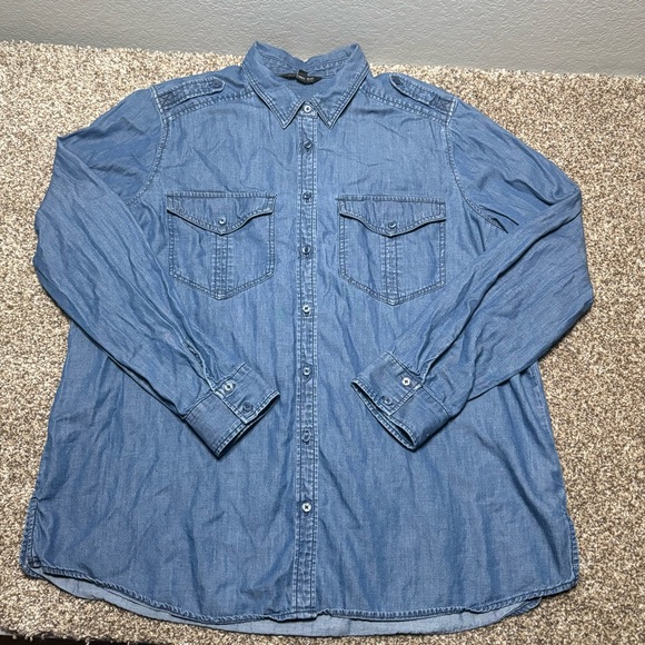 Express Tops - Express Women’s Large Light Blue Denim Shirt